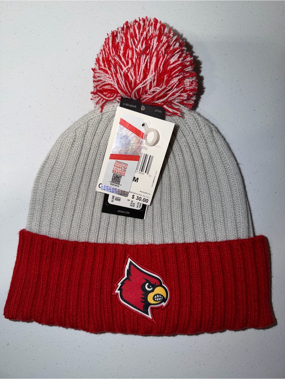 Adidas/NCAA: Louisville University Cardinals Red/Gray Beanie